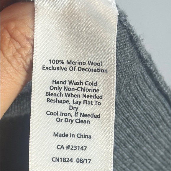 Talbots 100% Merino Wool Gray and Black Velvet Belt Duster Cardigan Size Small - Picture 6 of 8